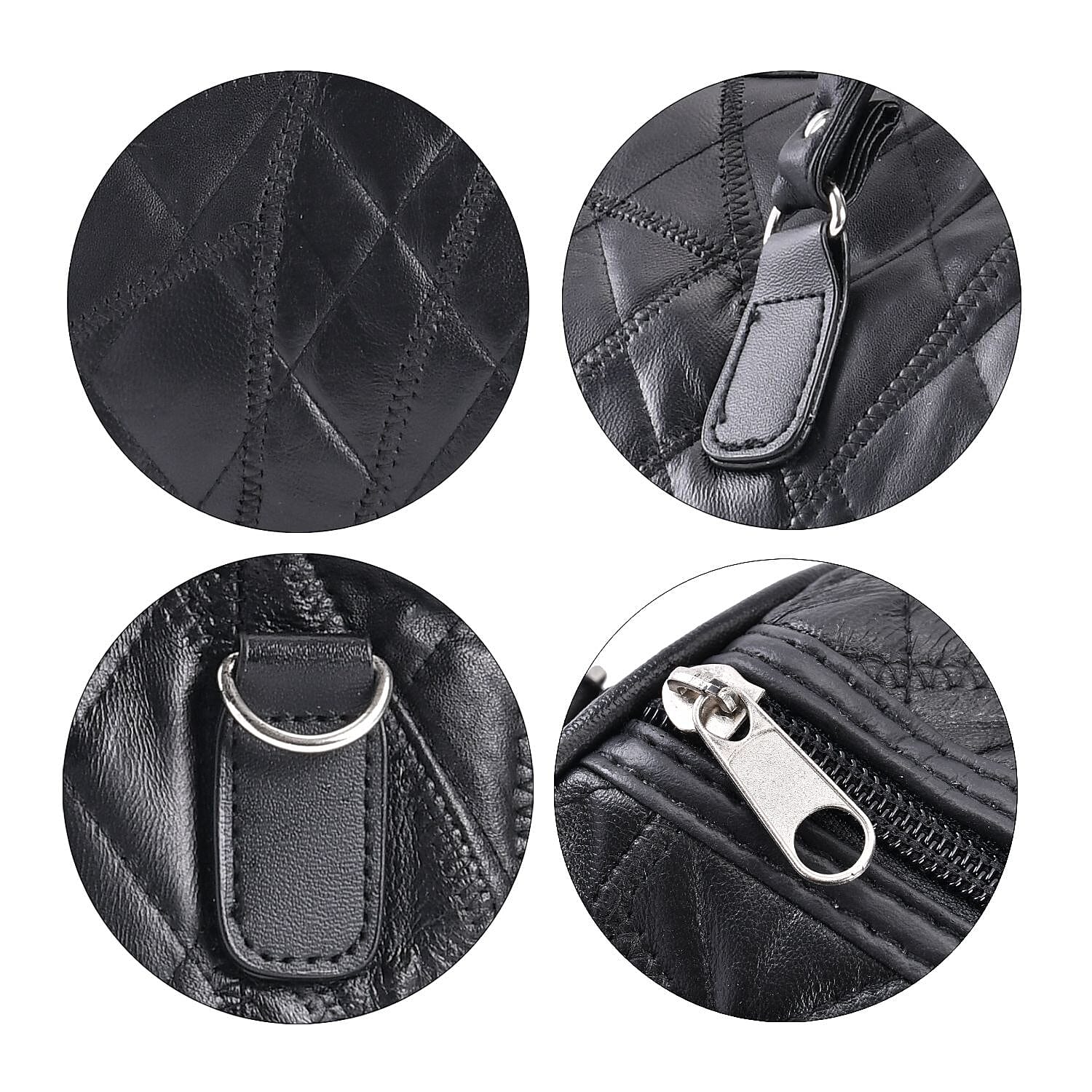 One Time Close Out Deal - Genuine Leather Duffle Bag with Handle Drop - Black