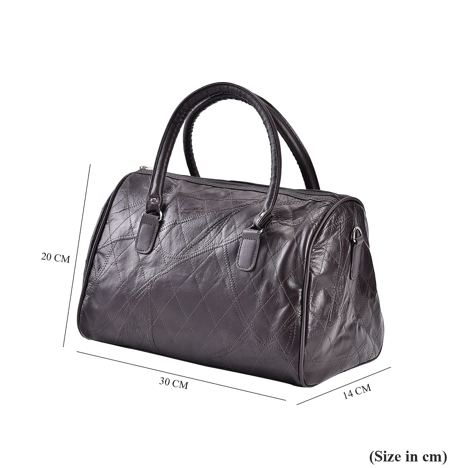 Genuine Leather Duffle Bag with Handle Drop - Dark Brown