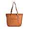 Quilted Pattern Genuine Leather Bag - Tan