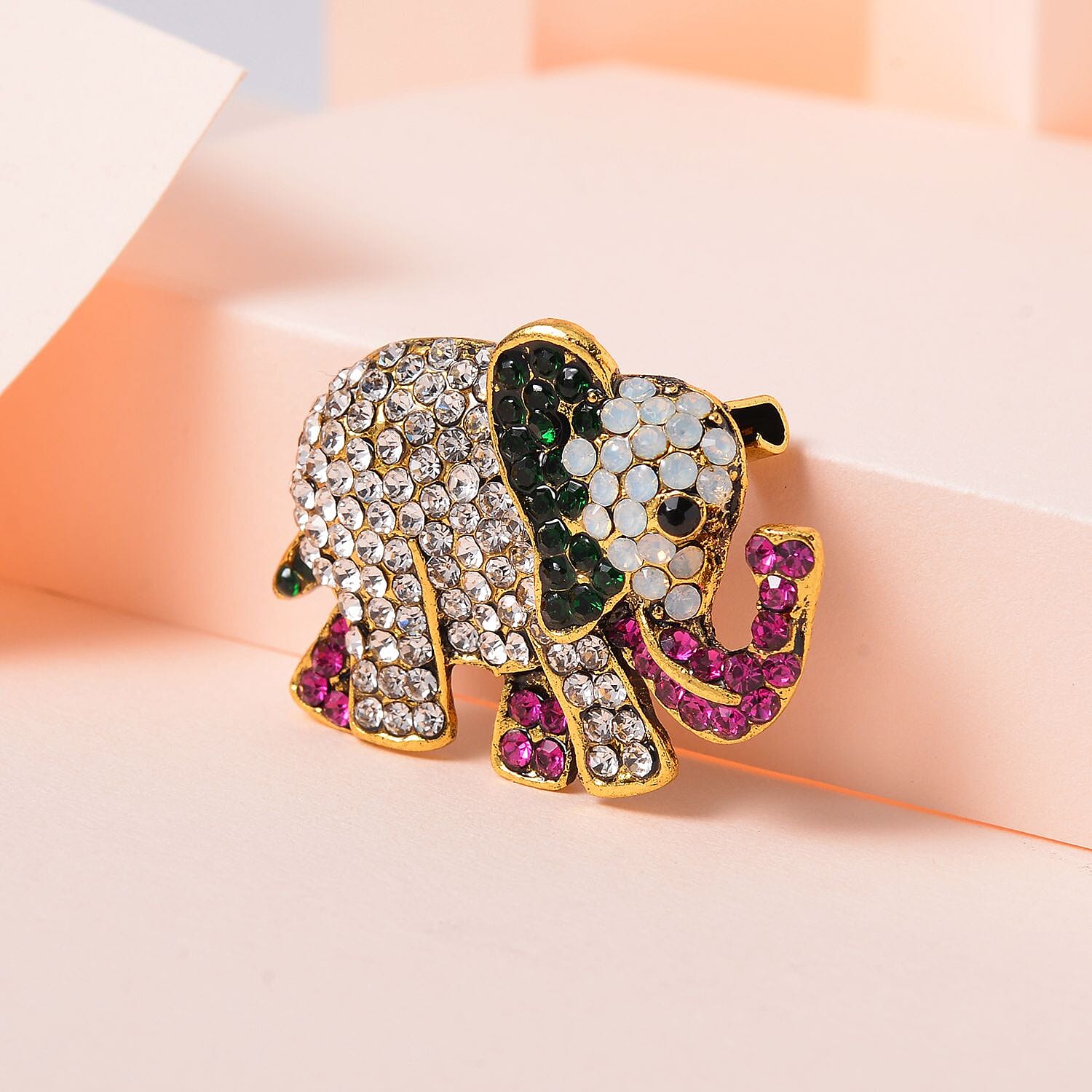 Austrian Crystal Elephant Brooch