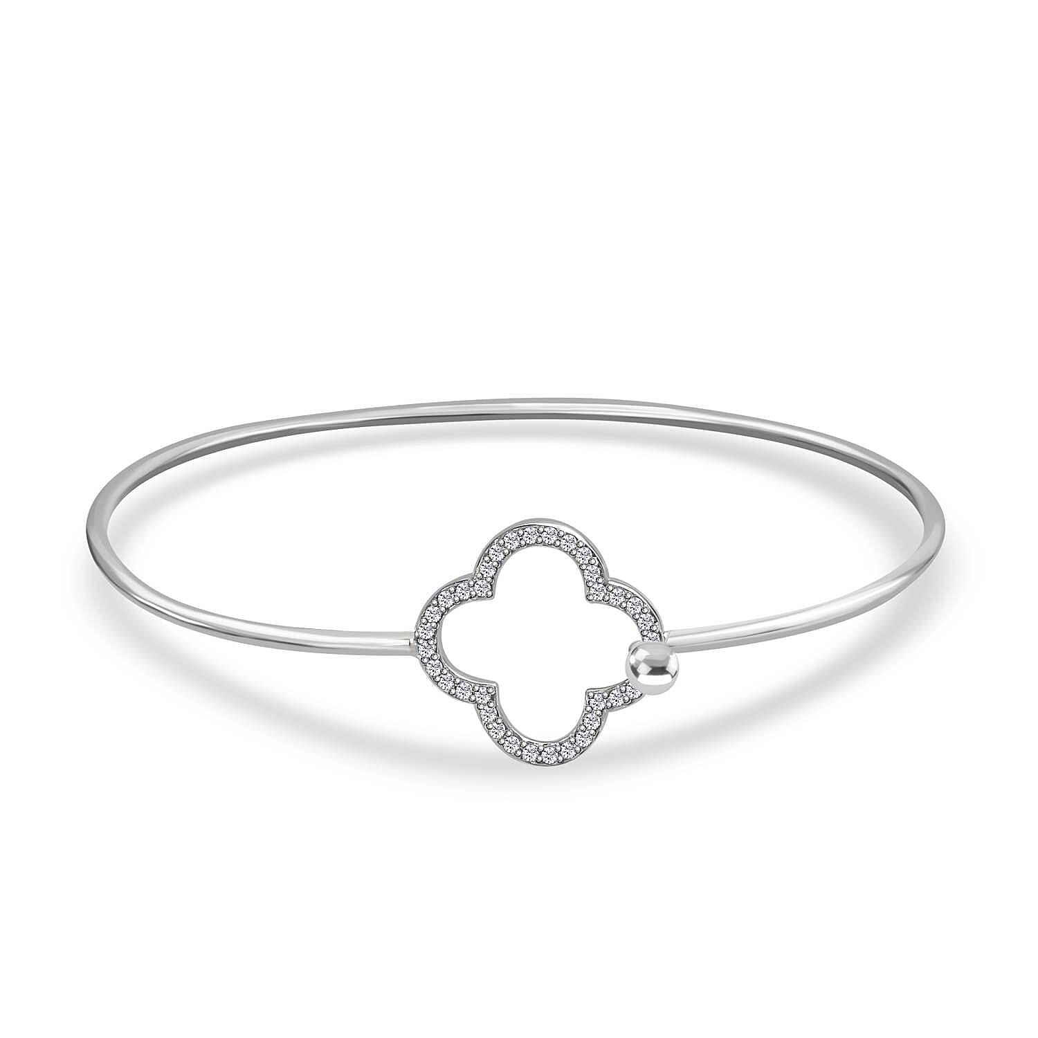Rhode Island CloseOut- Cubic Zirconia Bangle (Size - 7.5) in Sterling Silver
