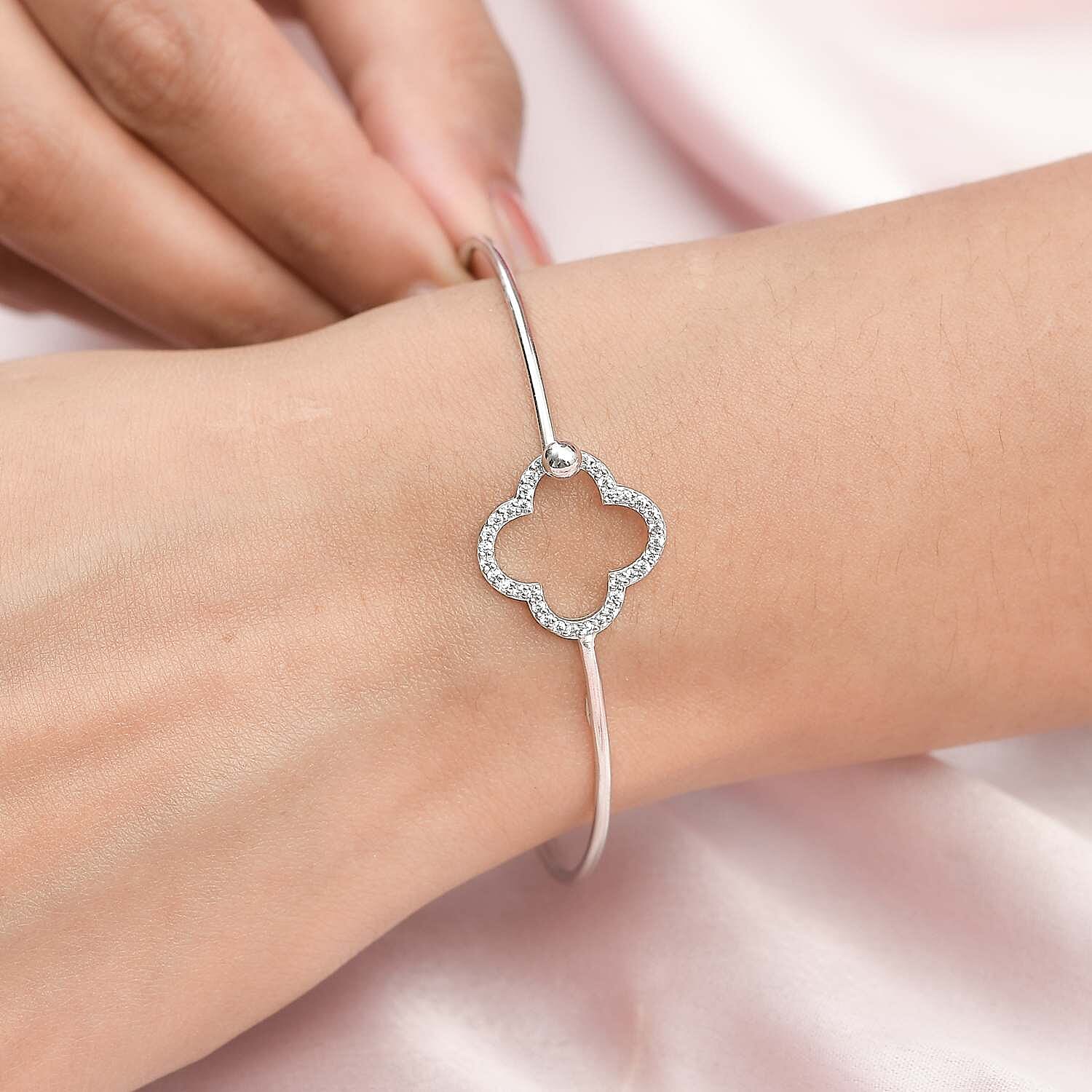 Rhode Island CloseOut- Cubic Zirconia Bangle (Size - 7.5) in Sterling Silver