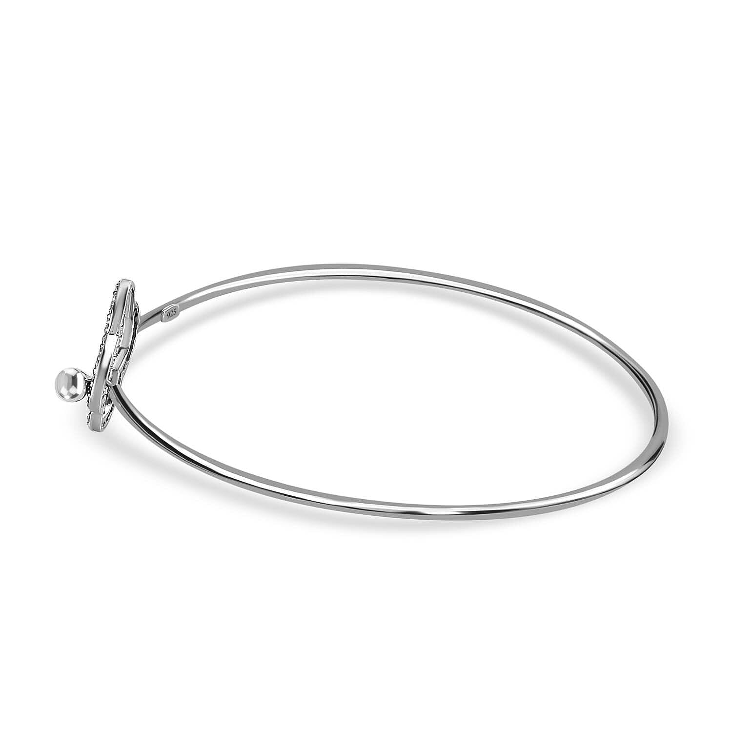 Rhode Island CloseOut- Cubic Zirconia Bangle (Size - 7.5) in Sterling Silver