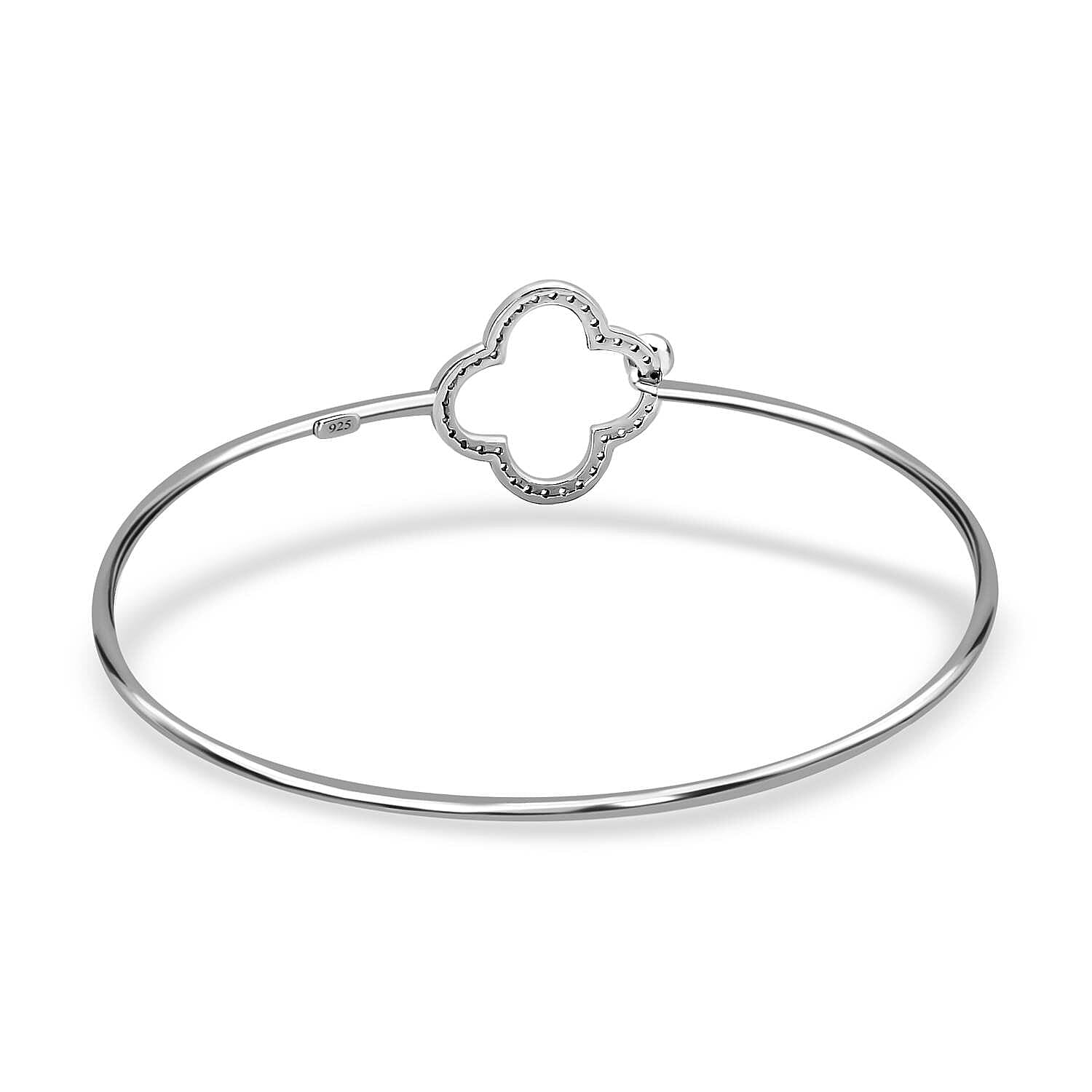 Rhode Island CloseOut- Cubic Zirconia Bangle (Size - 7.5) in Sterling Silver