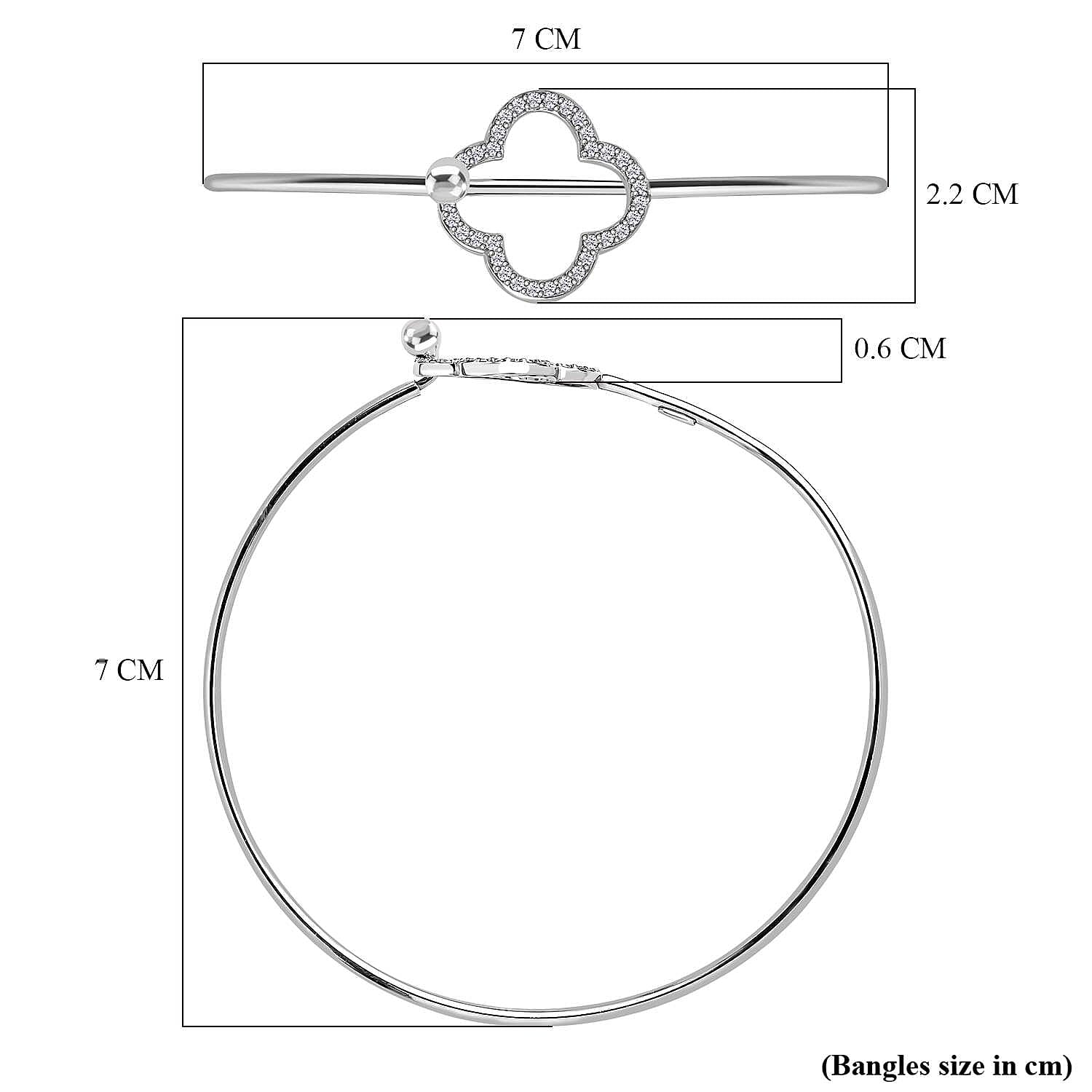 Rhode Island CloseOut- Cubic Zirconia Bangle (Size - 7.5) in Sterling Silver