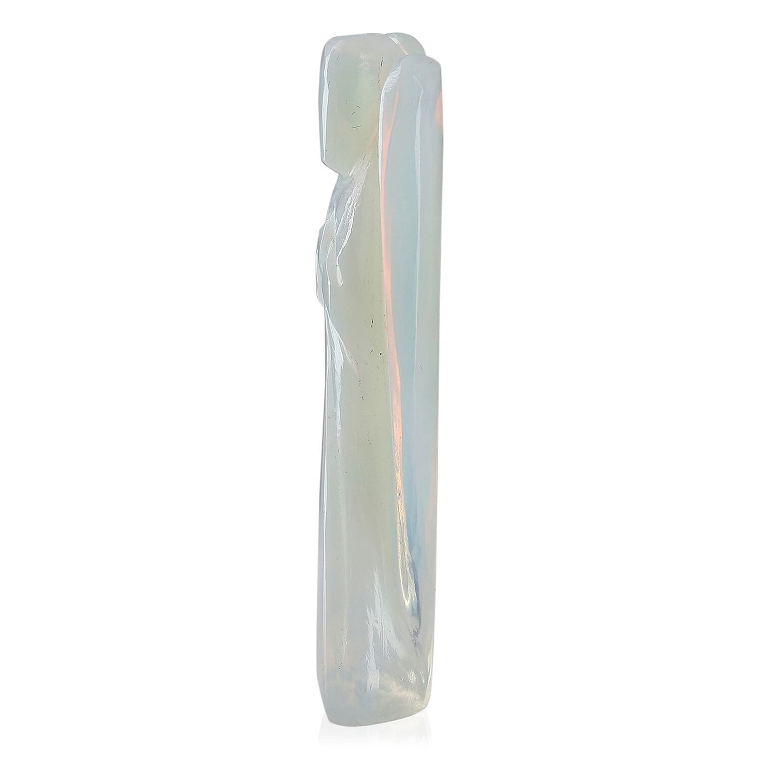 Handcarved - Opalite Guardian Gemstone Angel Figurines Sculpture (Size 8.00 Cm) - Stretch Bracelet (Size 7.5) - Sky Blue