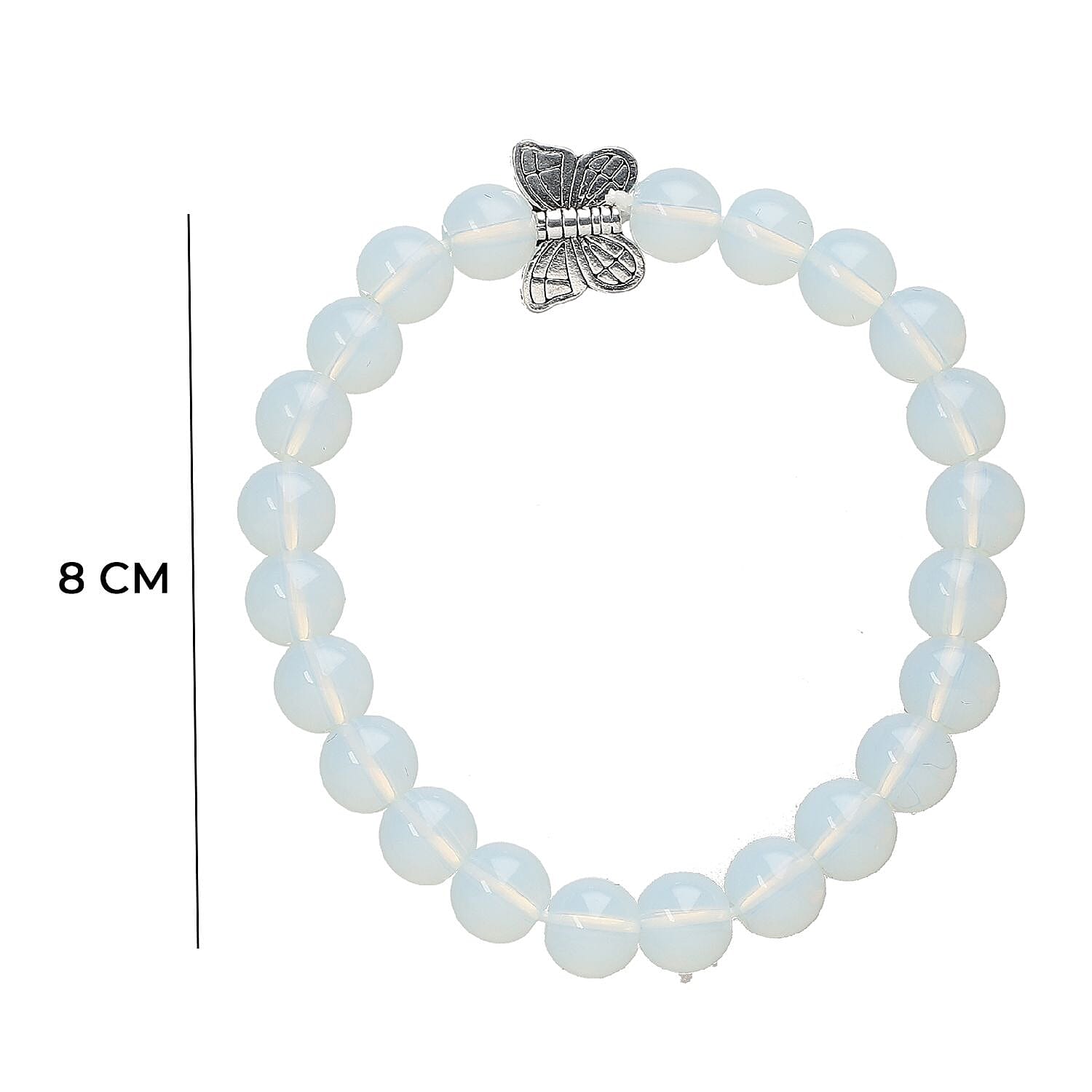 Handcarved - Opalite Guardian Gemstone Angel Figurines Sculpture (Size 8.00 Cm) - Stretch Bracelet (Size 7.5) - Sky Blue