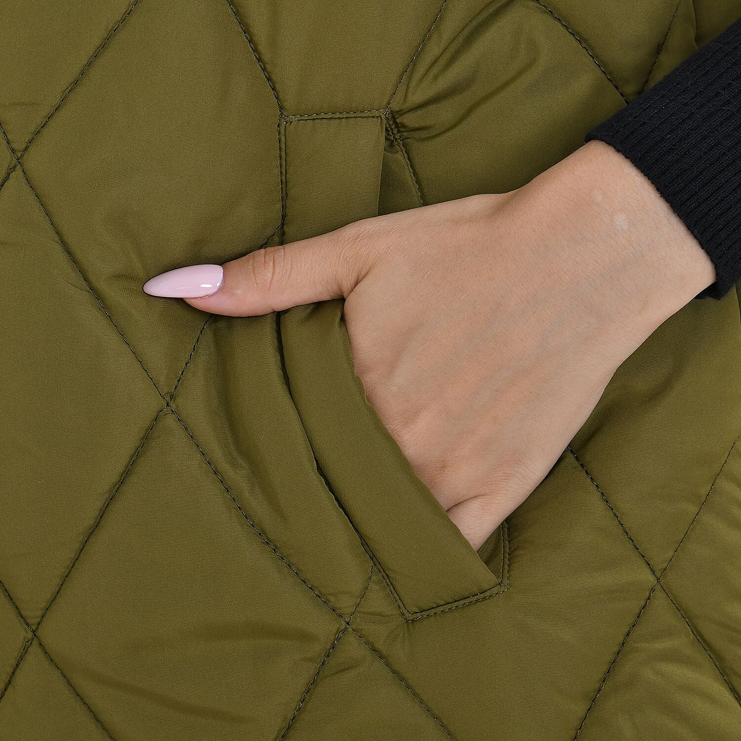 Tamsy Hoodie Puffer Gilet with 2 Side Pockets - Beige