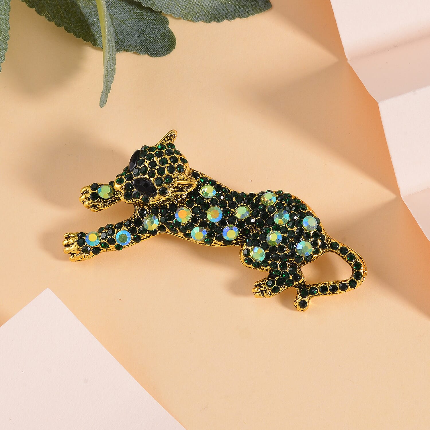 Austrian Multi Color Crystal Brooch - Panther