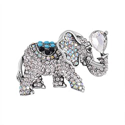 Multi Color Crystal Elephant Brooch
