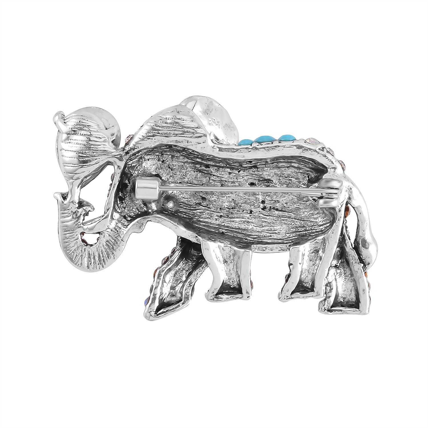 Multi Color Crystal Elephant Brooch