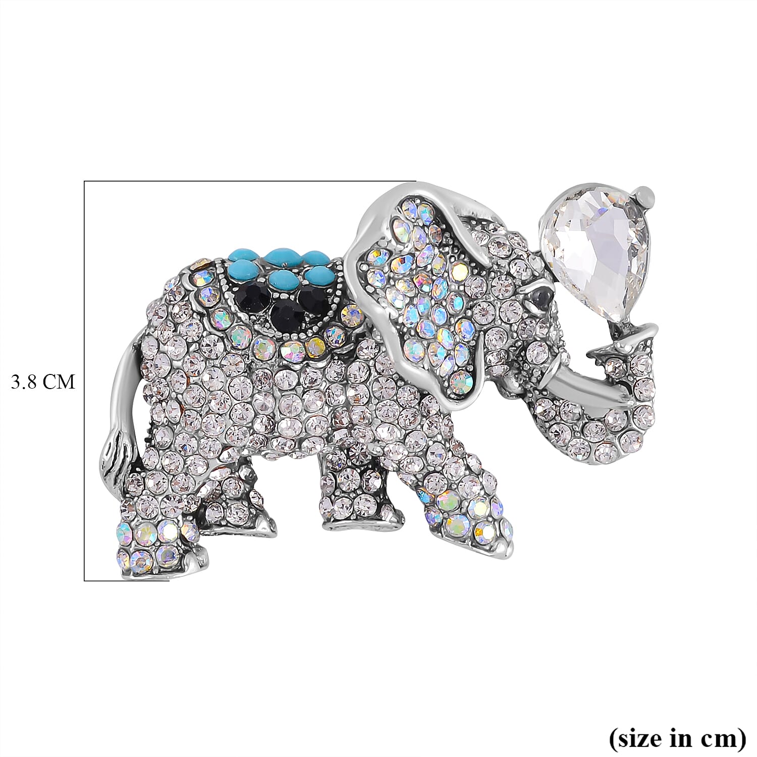 Multi Color Crystal Elephant Brooch