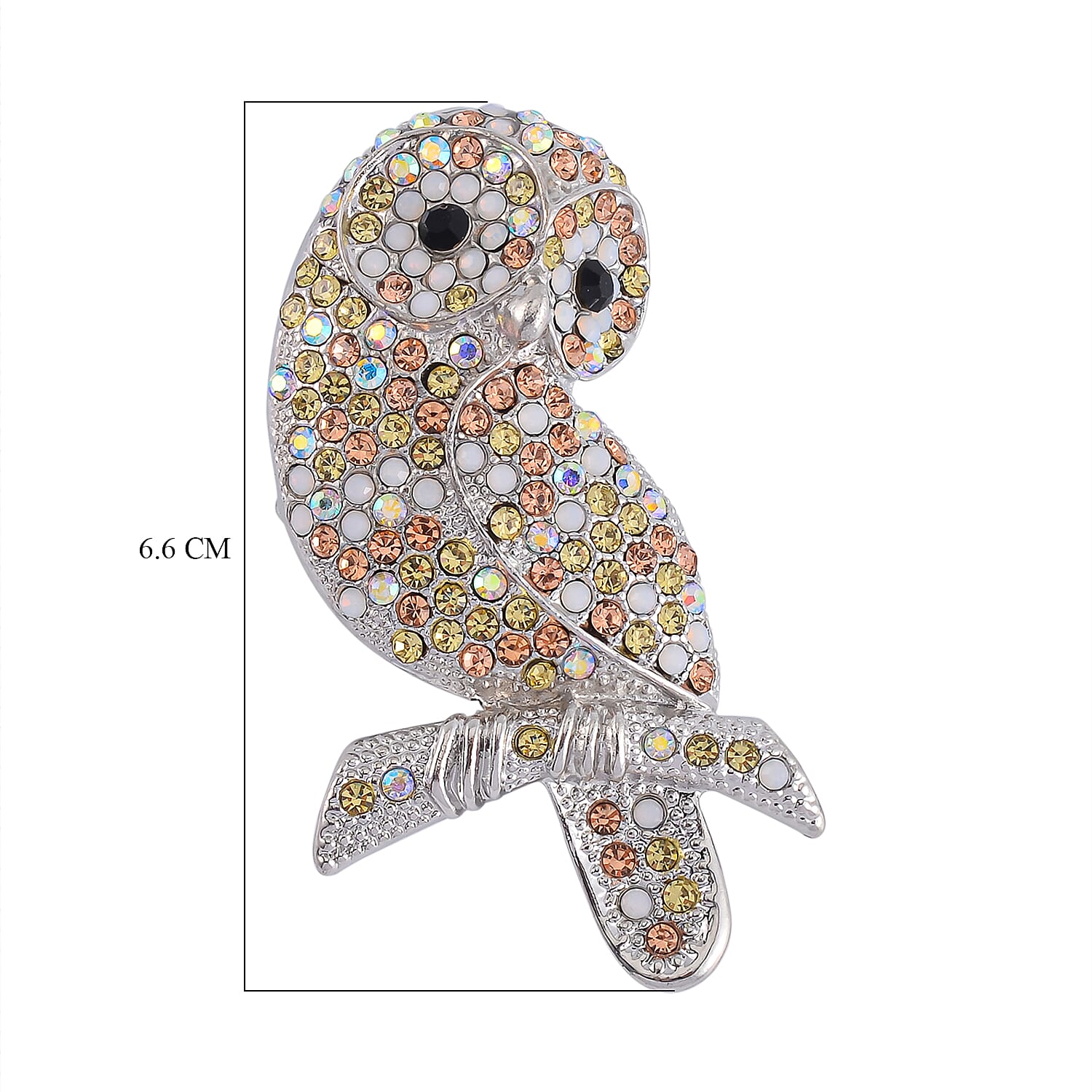 Multi Color Crystal Owl Brooch
