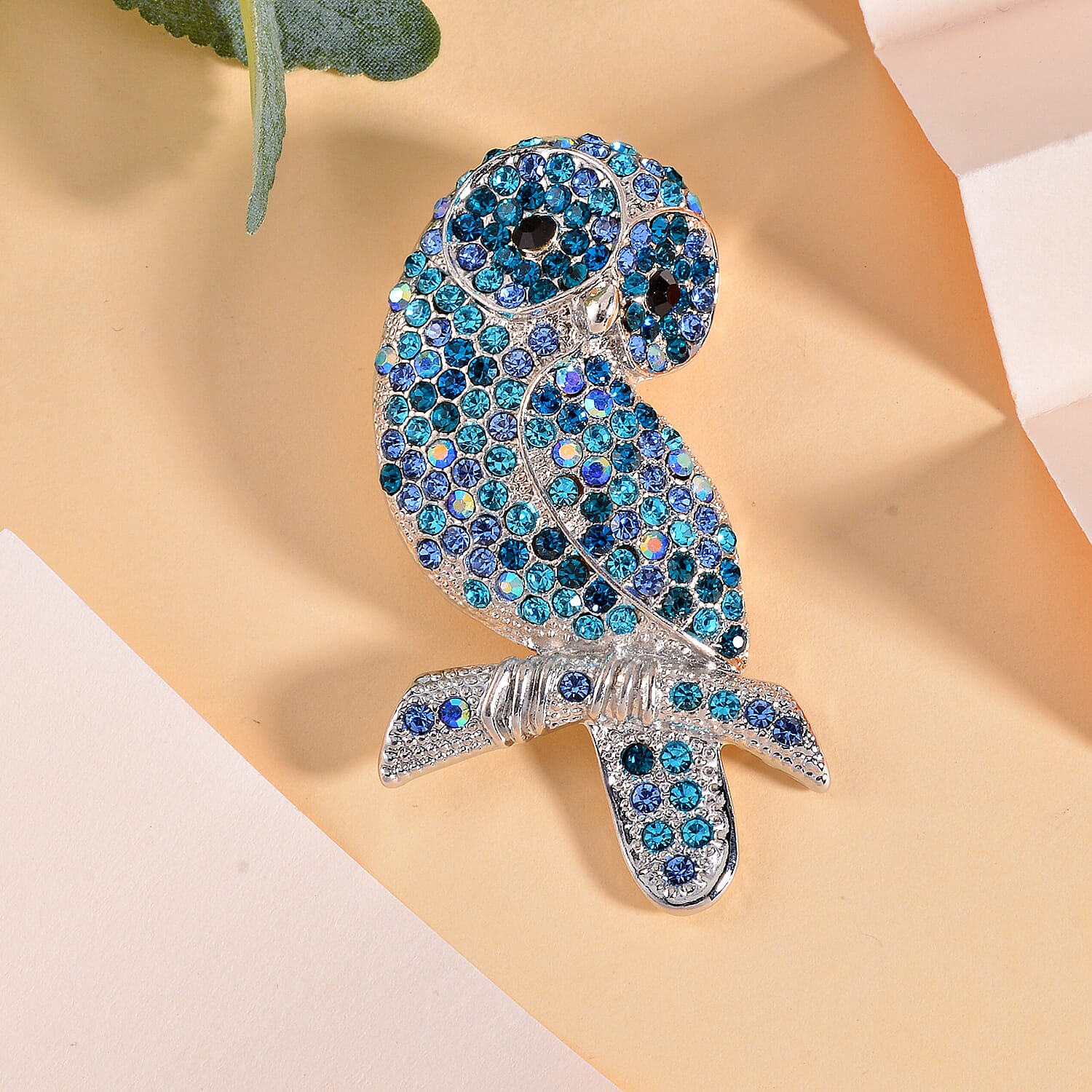 Designer Inspired Austrian Crystal Owl Brooch