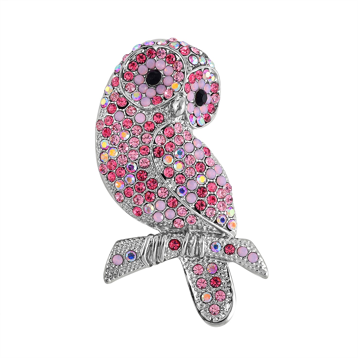 Multi Colour Austrian Crystal Owl Brooch