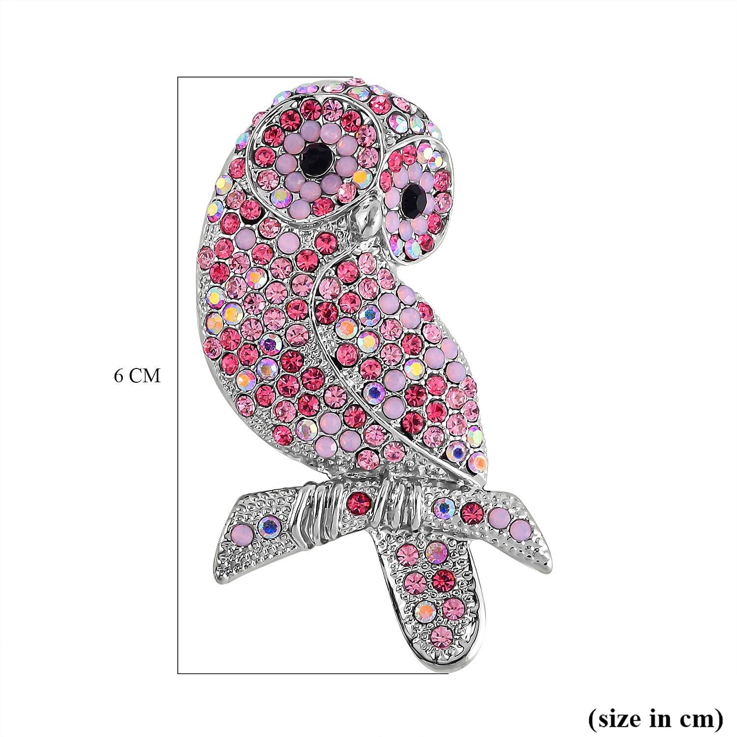 Multi Colour Austrian Crystal Owl Brooch