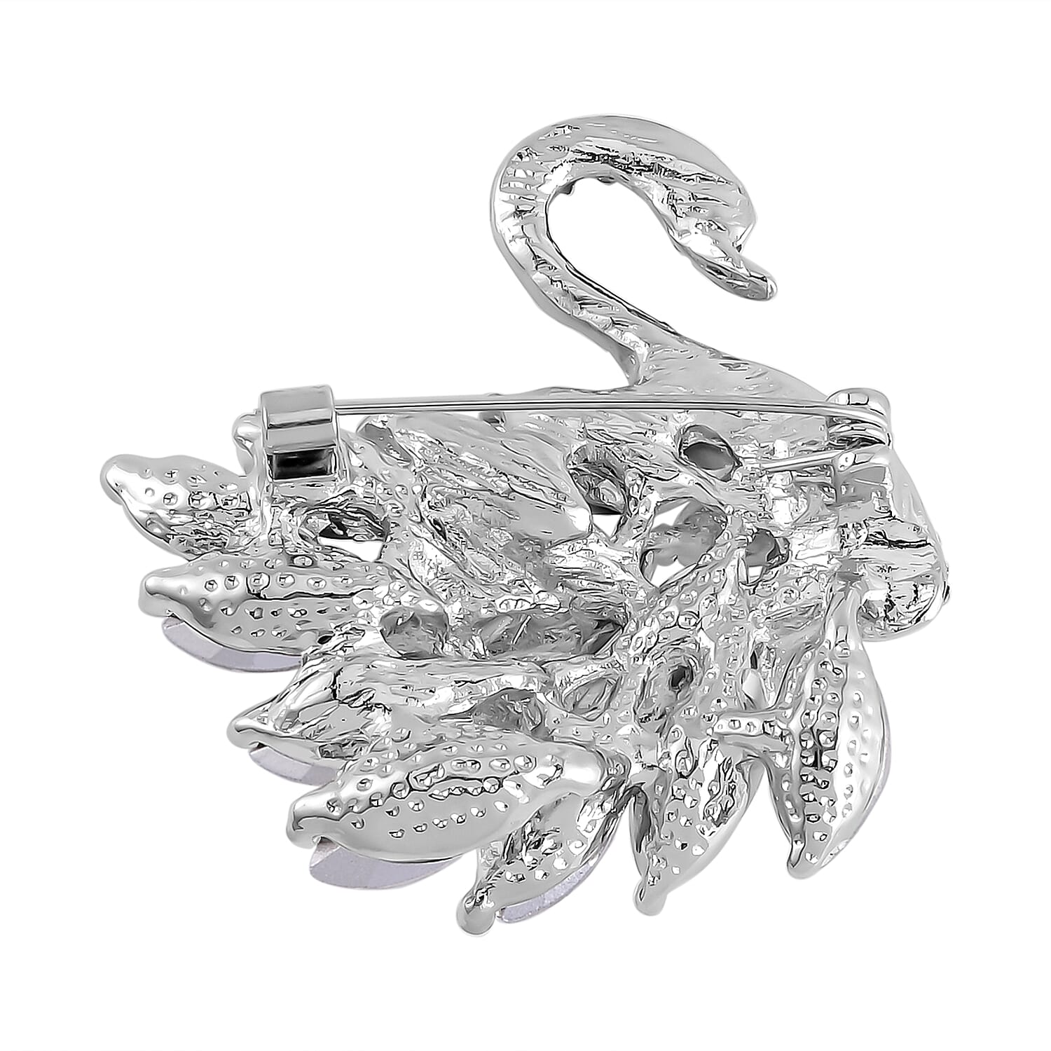 Austrian Black & White Crystal  Brooch - Swan