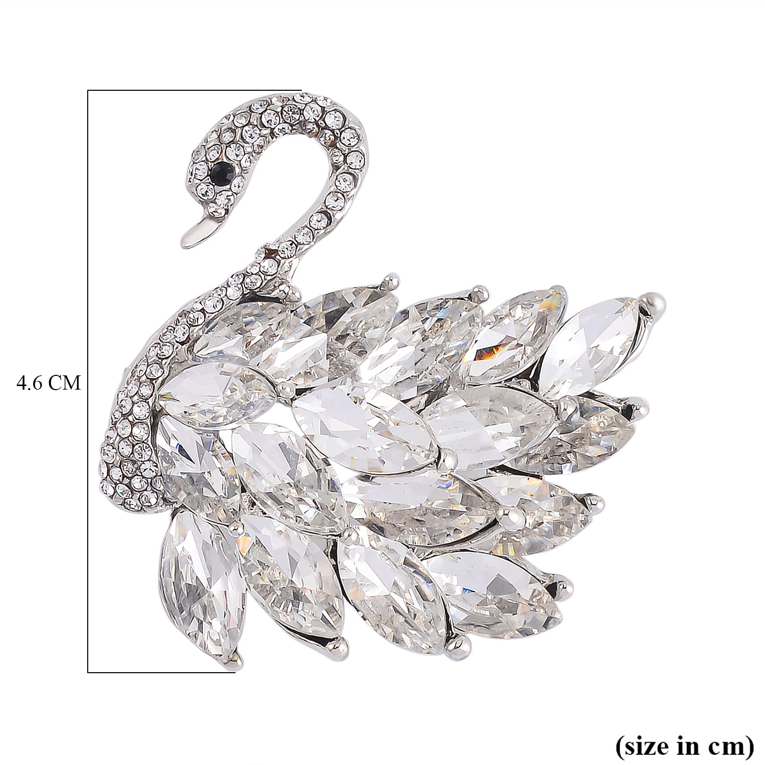 Austrian Black & White Crystal  Brooch - Swan