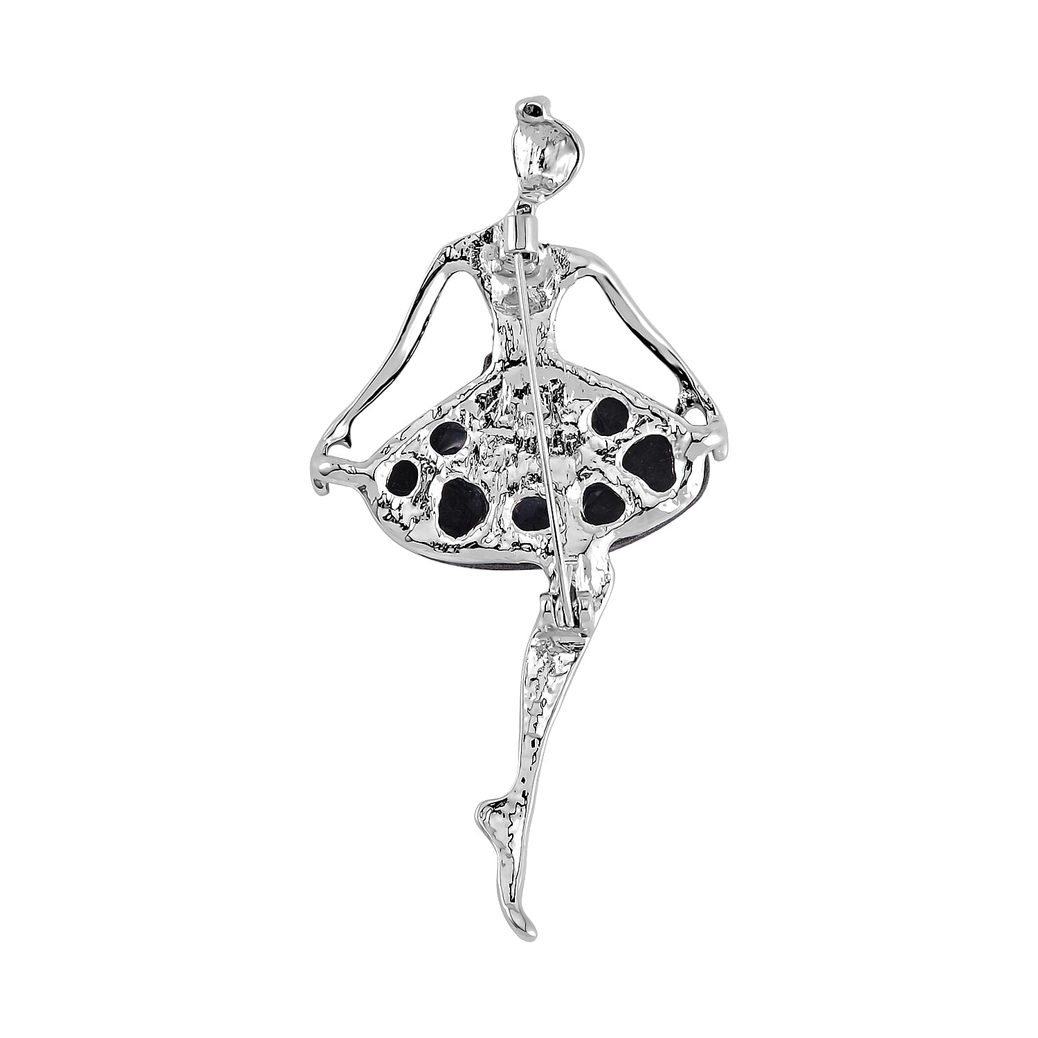 Abalone Shell & White Austrian Crystal Ballerina Brooch in SIlver Tone