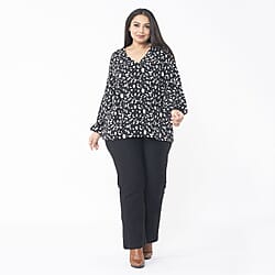 TAMSY Printed V-Neck Full Sleeve Top with Elasticed Cuffs