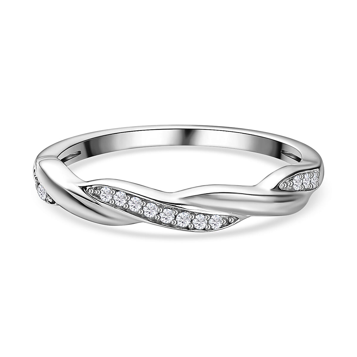 White Cubic Zirconia Band Ring in Sterling Silver