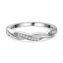 White Cubic Zirconia Band Ring in Sterling Silver