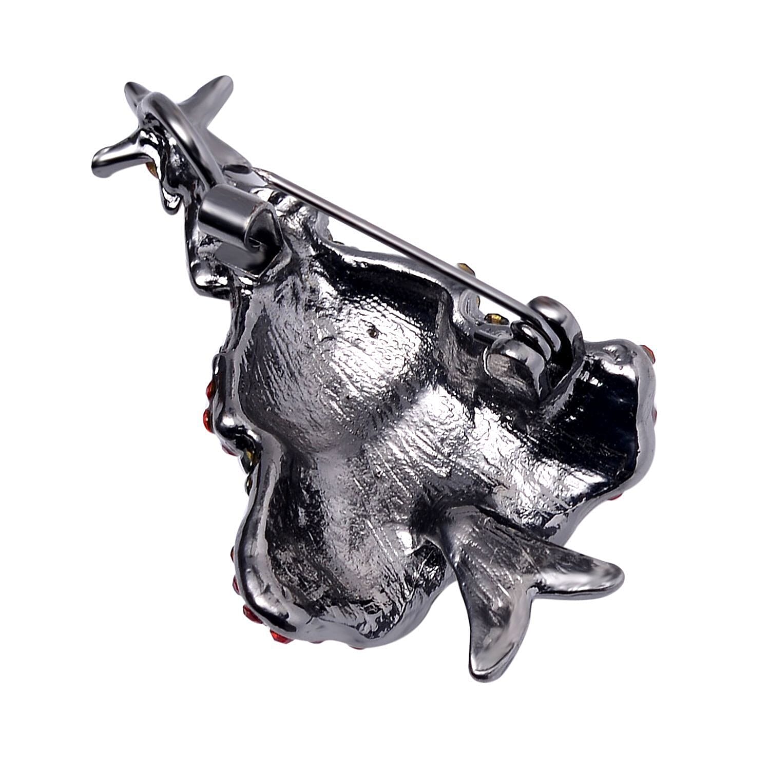 Neon Green Austrian Crystal Xmas Tree Brooch in Black Tone