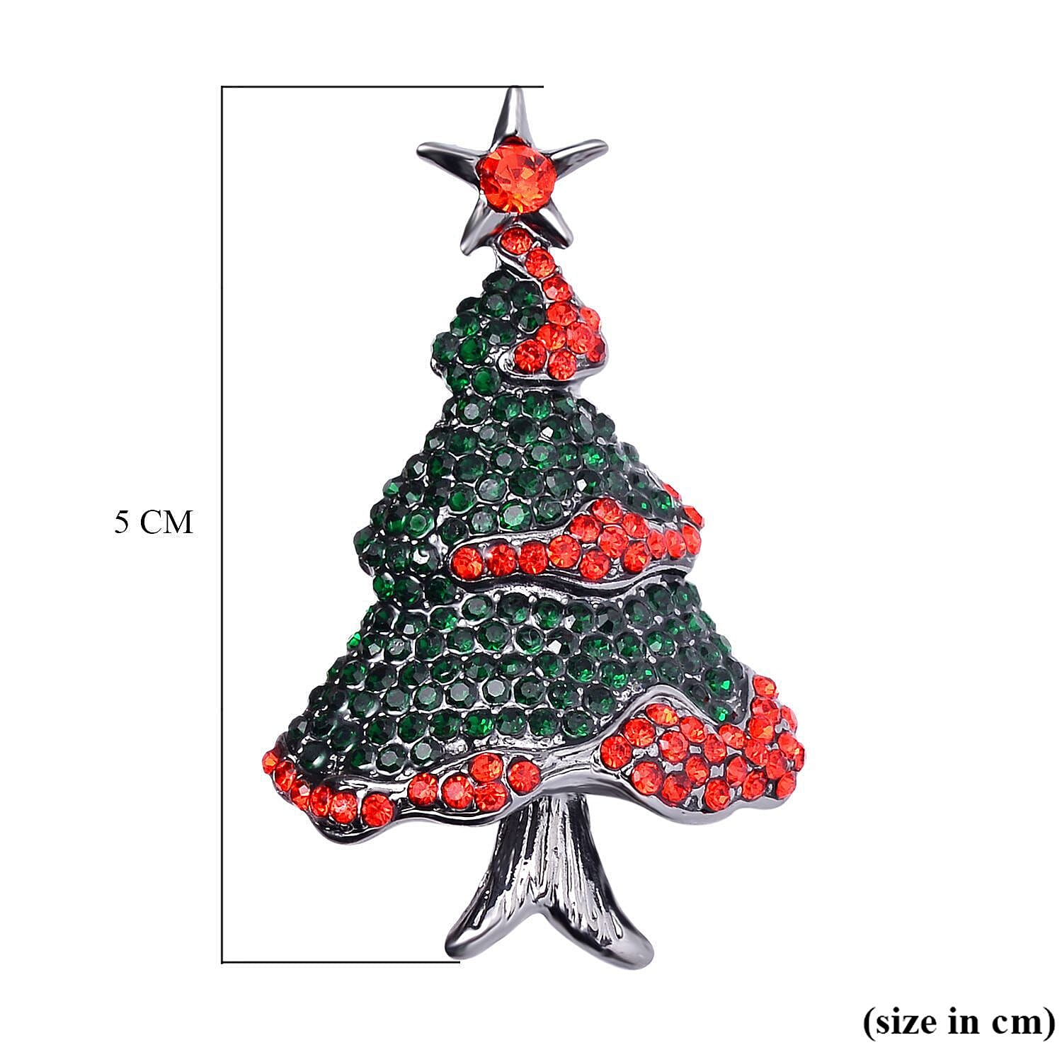 Neon Green Austrian Crystal Xmas Tree Brooch in Black Tone