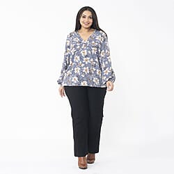 TAMSY Printed V-Neck Full Sleeve Top with Elasticed Cuffs