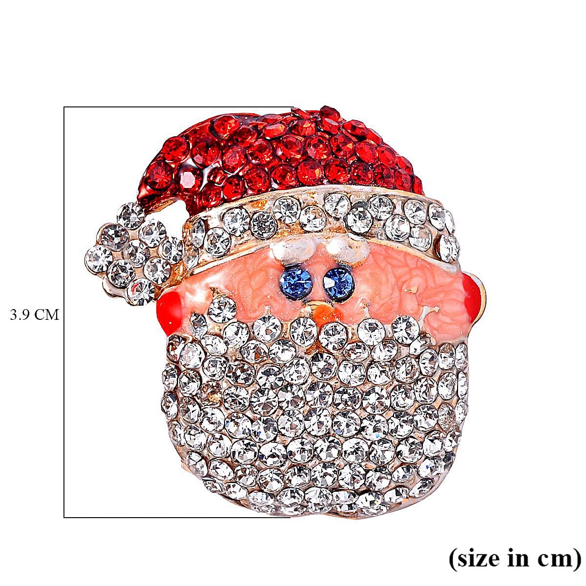 Multi Colour Austrian Crystal Enamelled Santa Brooch in Gold Tone