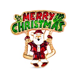 Multi Crystal Christmas Brooch - Santa