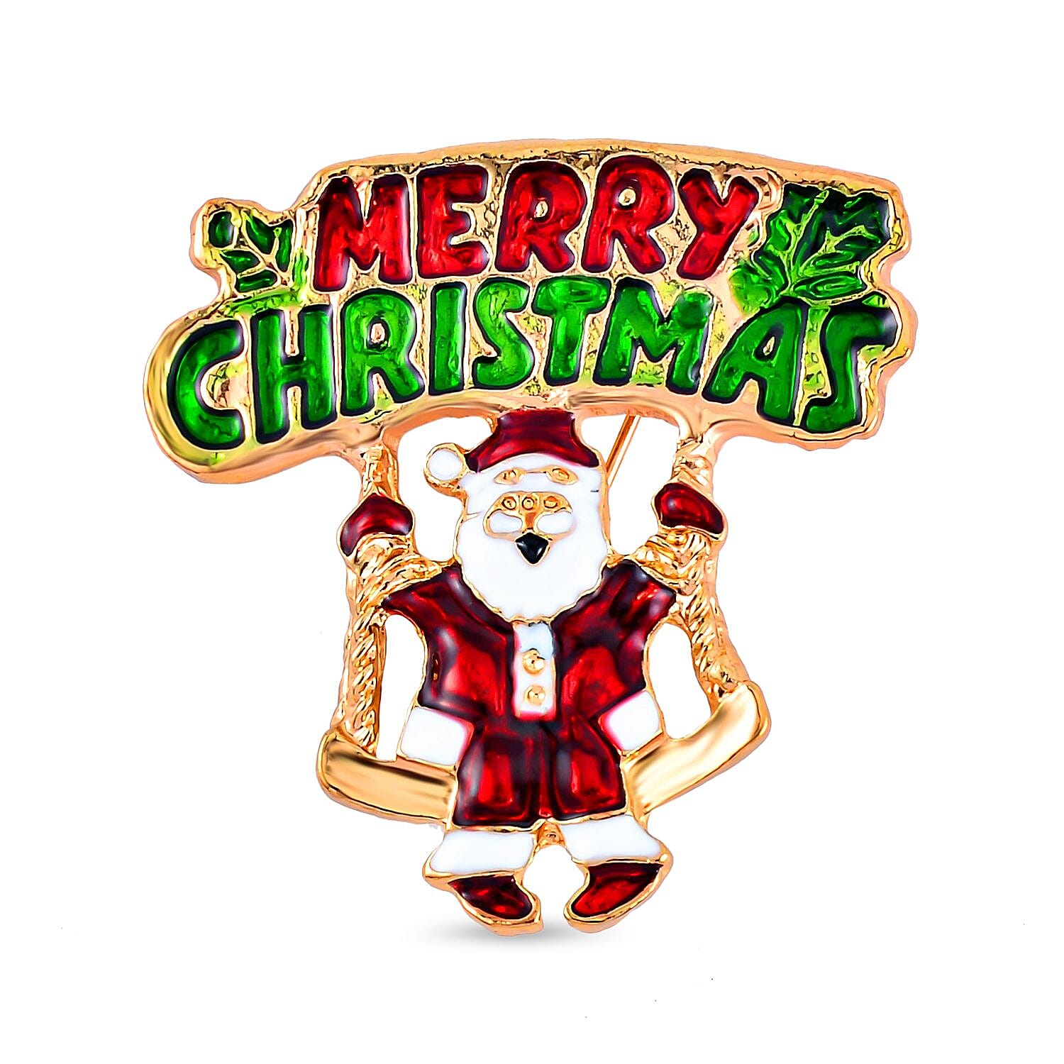 Multi Colour Crystal Santa Brooch