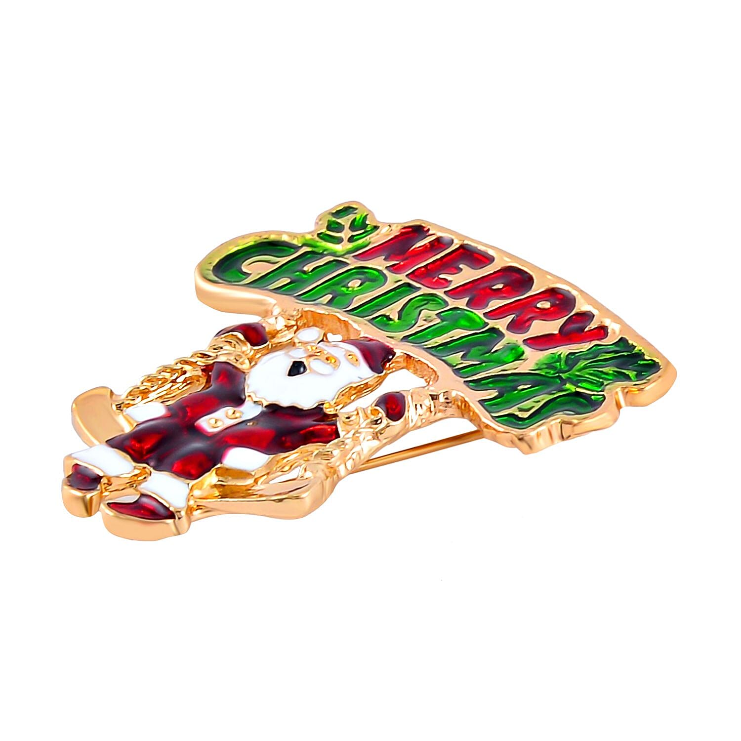 Multi Colour Crystal Santa Brooch