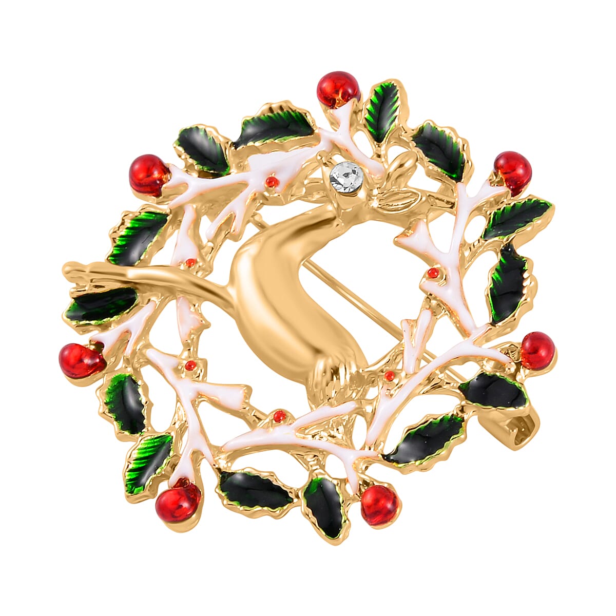 Multi Colour Crystal Reindeer Brooch