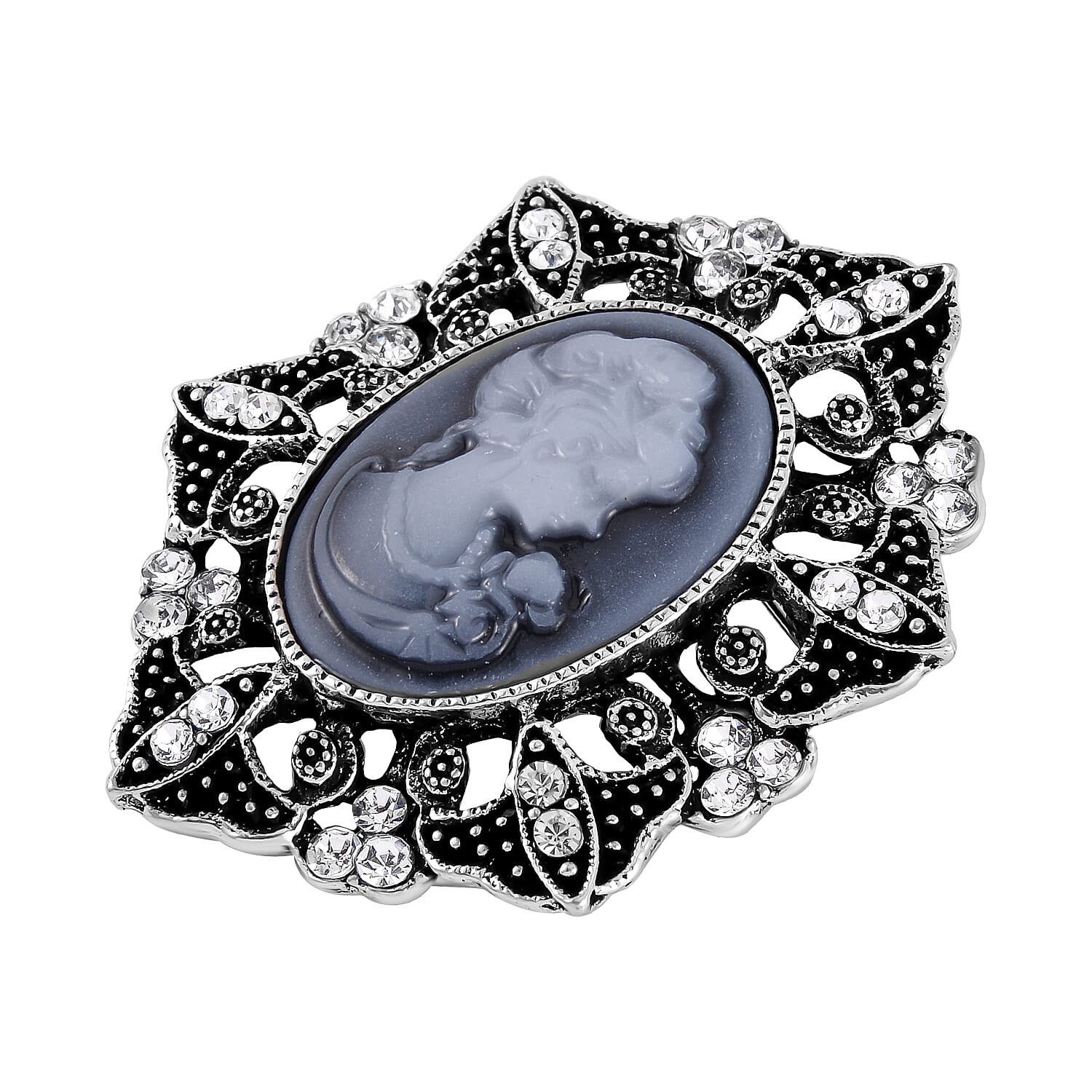 Cameo White Crystal Brooch