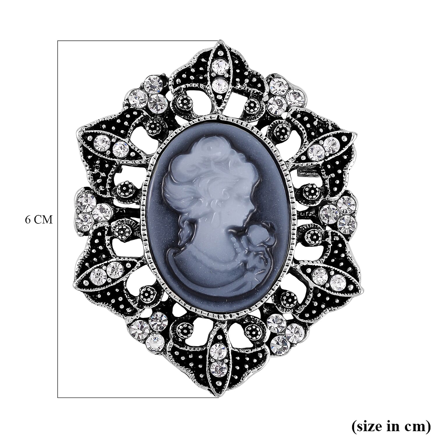 Cameo White Crystal Brooch