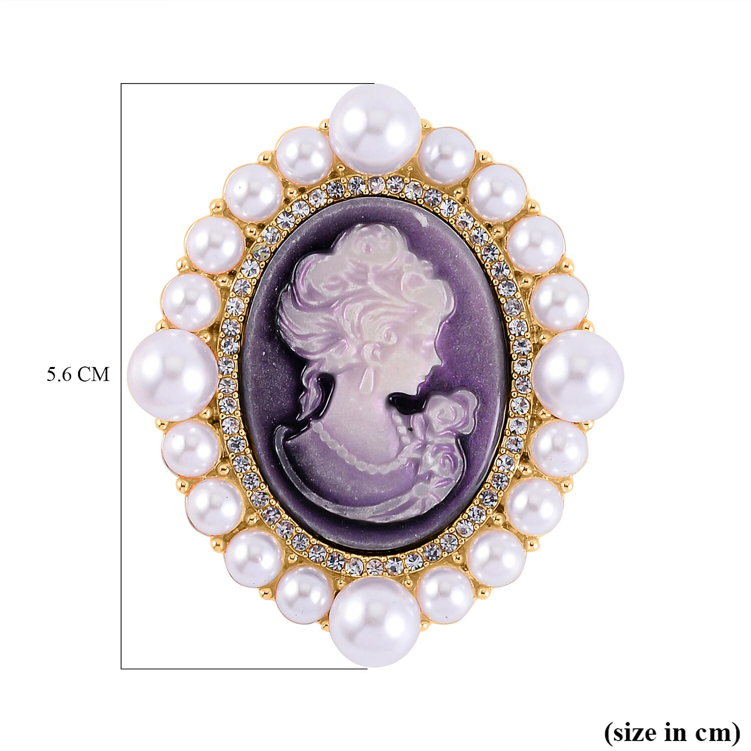 Cameo White Crystal Brooch