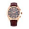 William Hunt Moissanite Moon Face Watch Japanese Movt. 40 mm Dark Grey Dial 5ATM Water Resistance Stainless Steel with Brown Leather Strap and Rose Gold Tone