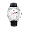 William Hunt Moissanite Watch 40 mm White Dial 5ATM Water Resistance Stainless Steel with Black Leather strap