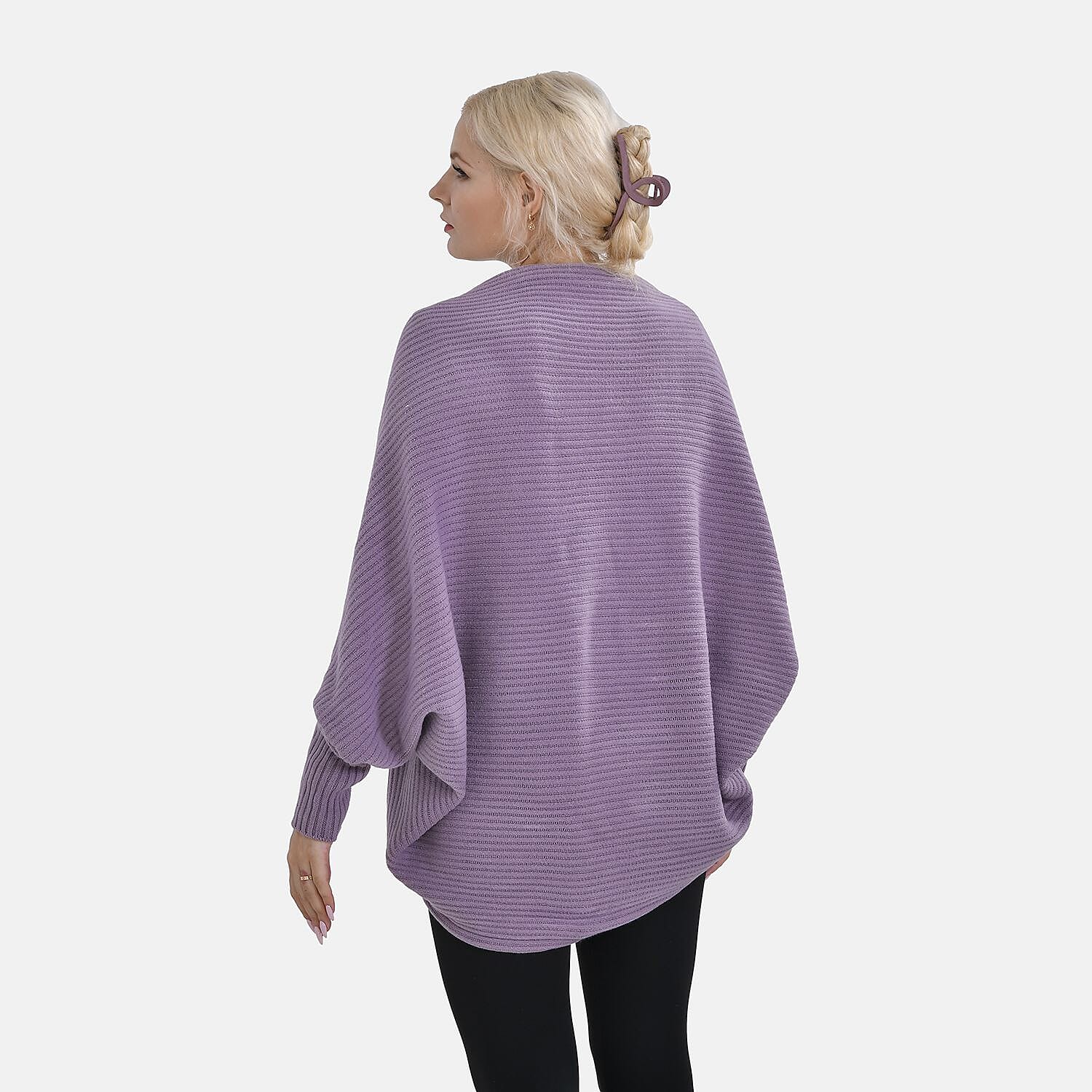 Closeout Deal Acrylic Solid Cardigan - Purple