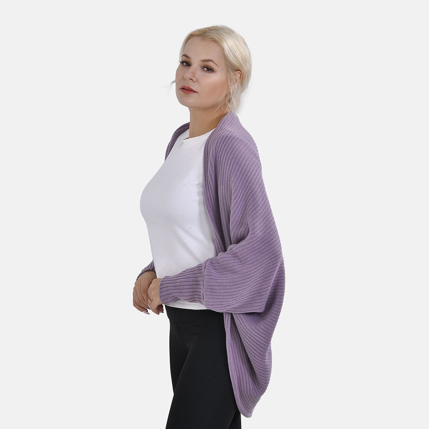 Closeout Deal Acrylic Solid Cardigan - Purple