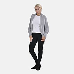 Closeout Deal - Batwing Sleeve Solid Cardigan - Grey