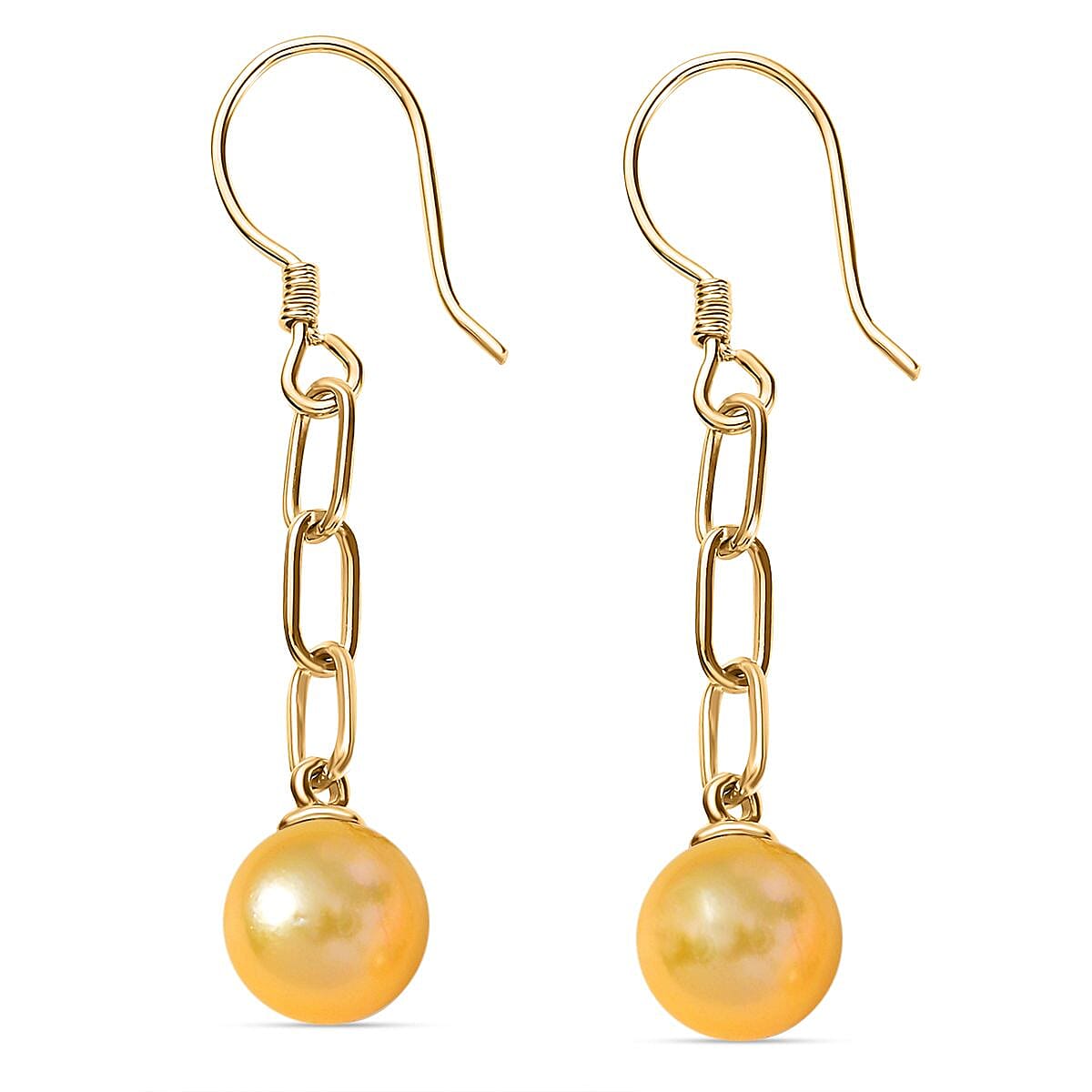 Golden South Sea Pearl Fancy Earring in Vermeil YG Sterling Silver 12.22 pc 12.220 Ct.