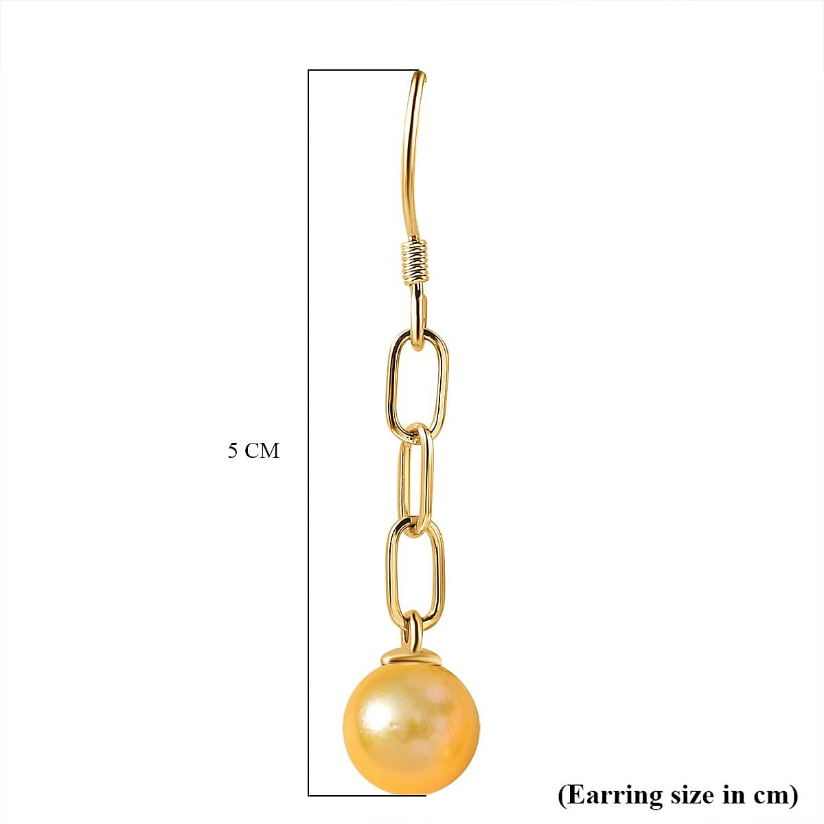 Golden South Sea Pearl Fancy Earring in Vermeil YG Sterling Silver 12.22 pc 12.220 Ct.