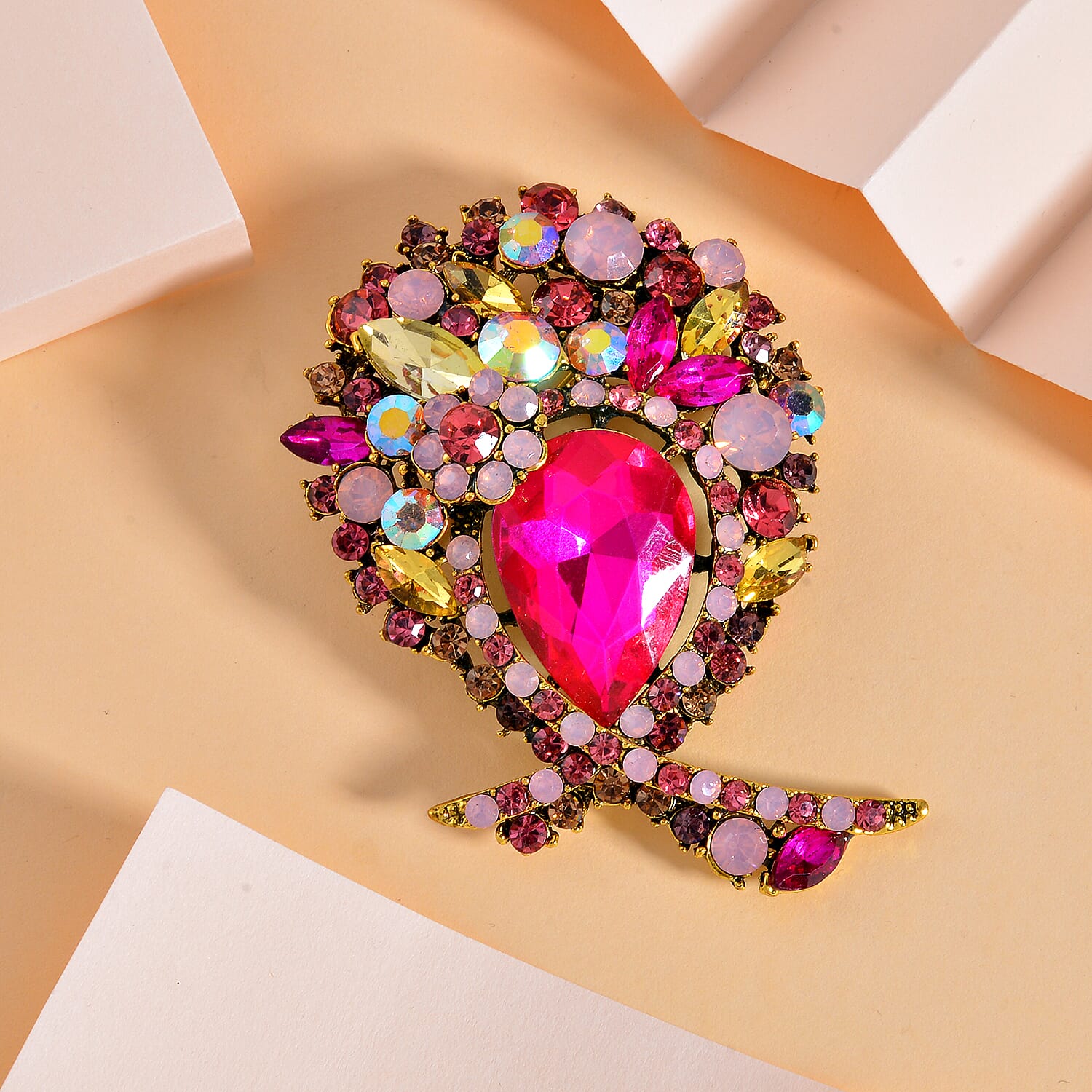 Multi Color Crystal  Brooch