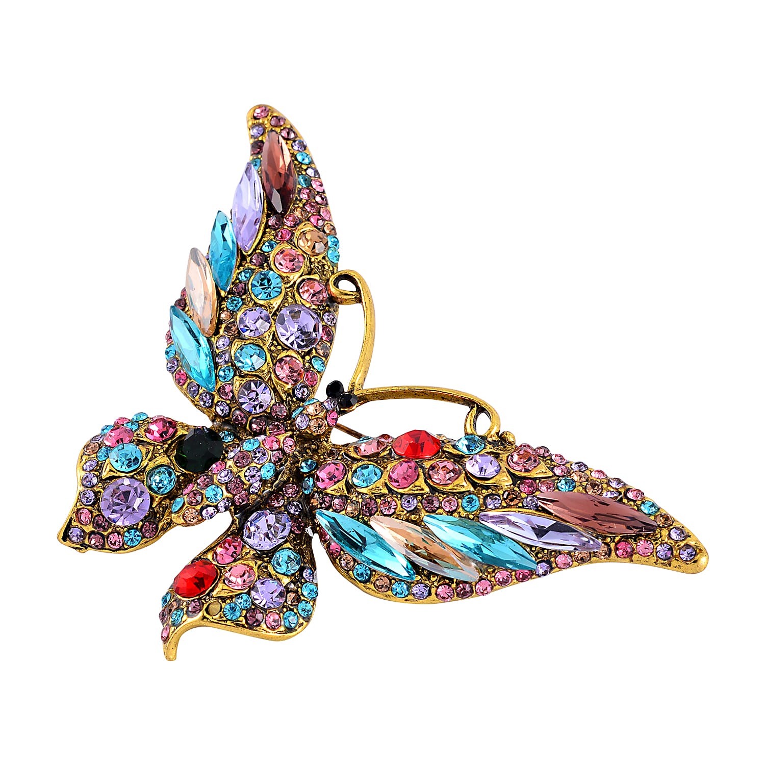 Multi Color Crystal Butterfly Brooch