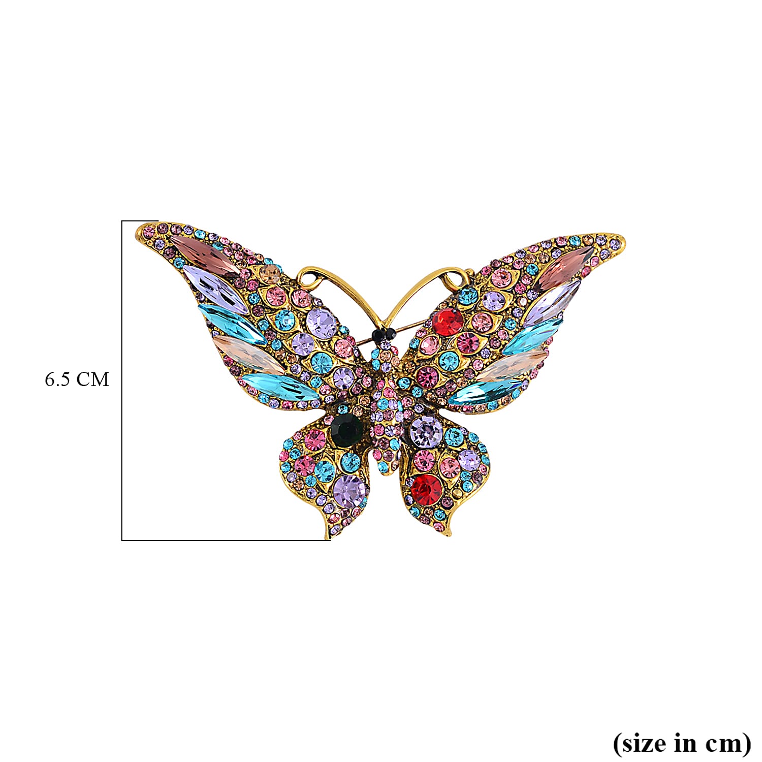 Multi Color Crystal Butterfly Brooch