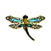 Multi Colour Austrian Crystal Dragonfly Brooch in Antique Gold Tone