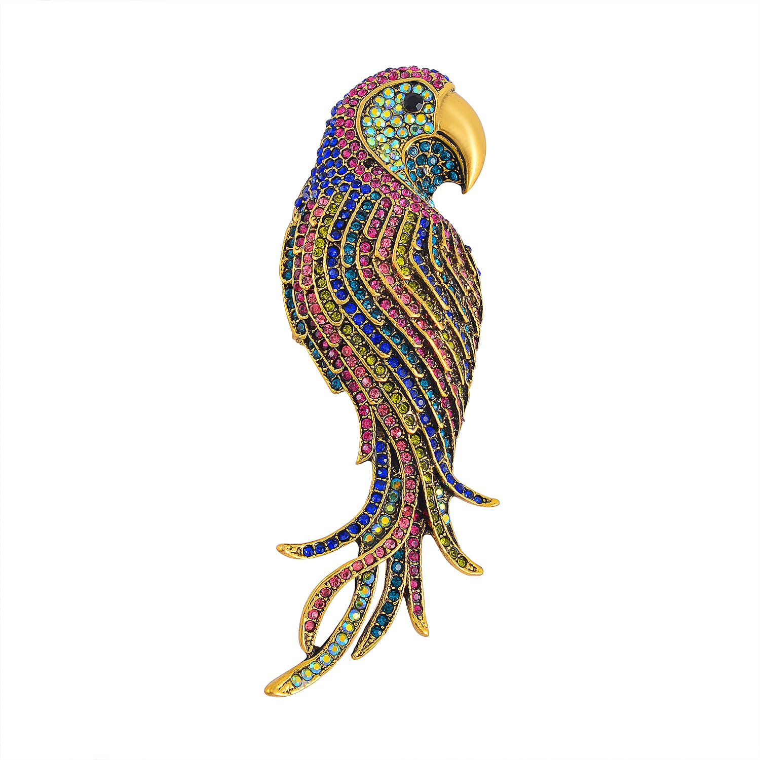 Multi Colour Swarovski Crystal Parrot Brooch 7640118 TJC
