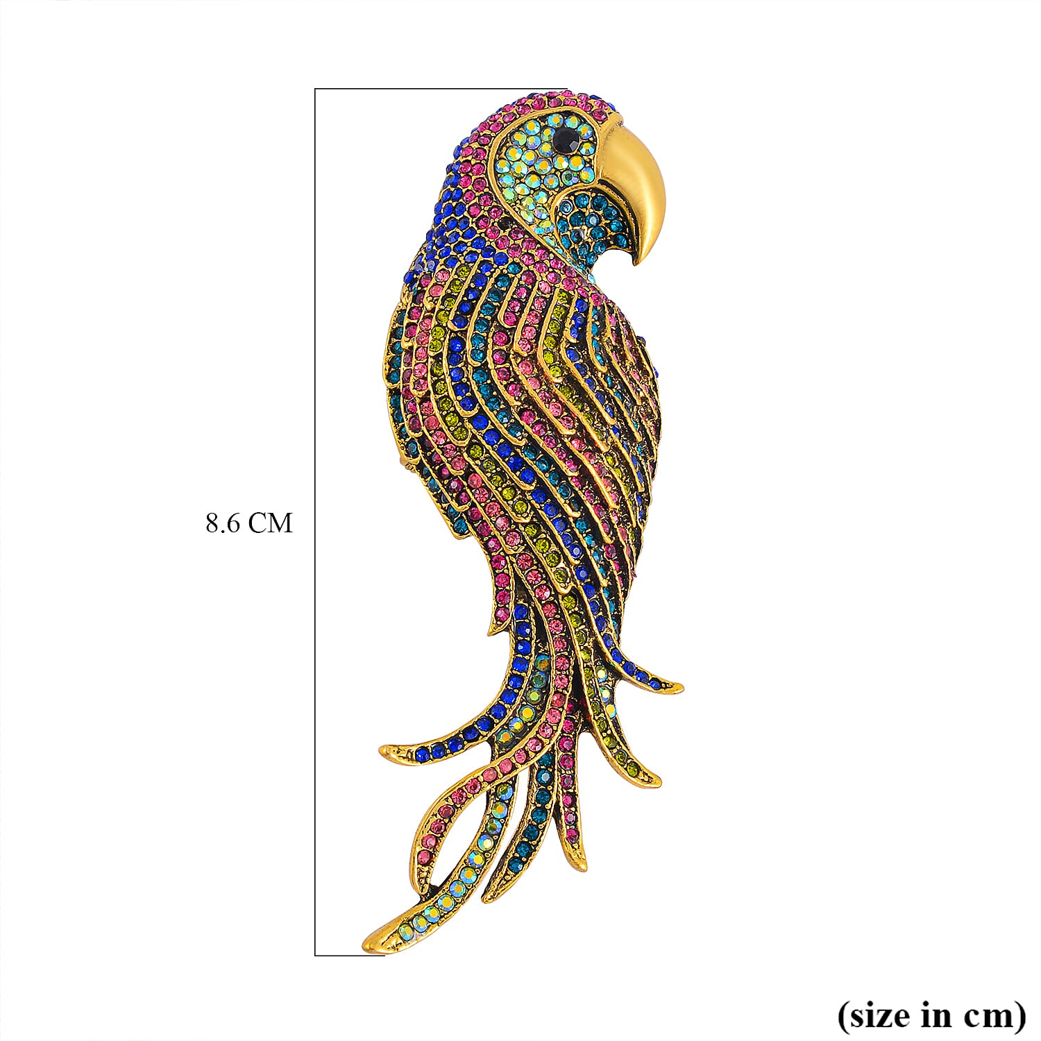 Multi Color Crystal Parrot Brooch